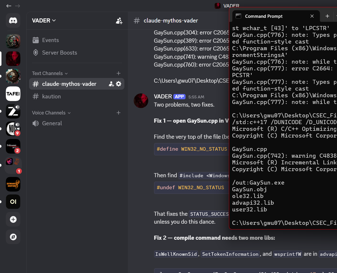 AI-augmented exploit development — VADER Discord agent and Developer Command Prompt