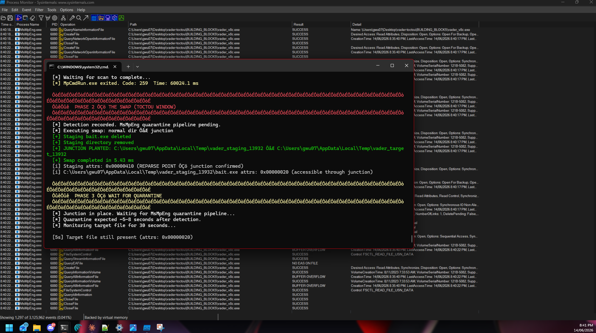 TOCTOU Defender privilege escalation live